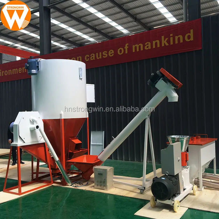 China Strongwin Feed Machinery 500kg/h Small Feed Mill Plant For Animal