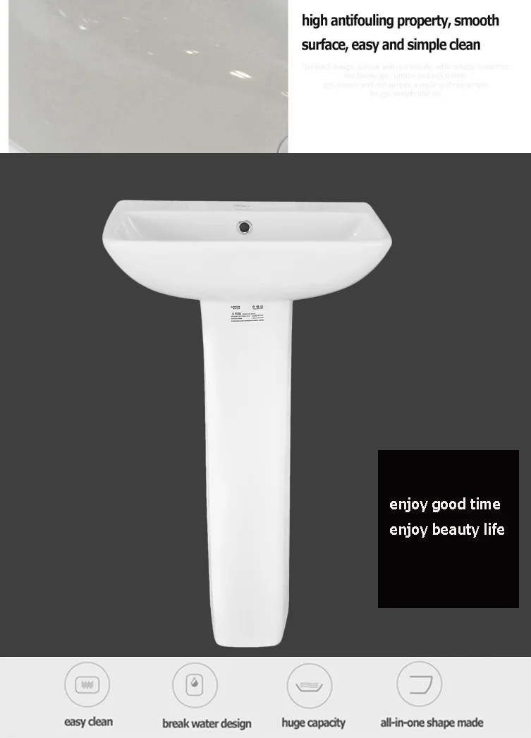 ARROW brand Wholesale Supply floor mounted glossy glazed pedestal sink ceramic bathroom hand wash basin for public