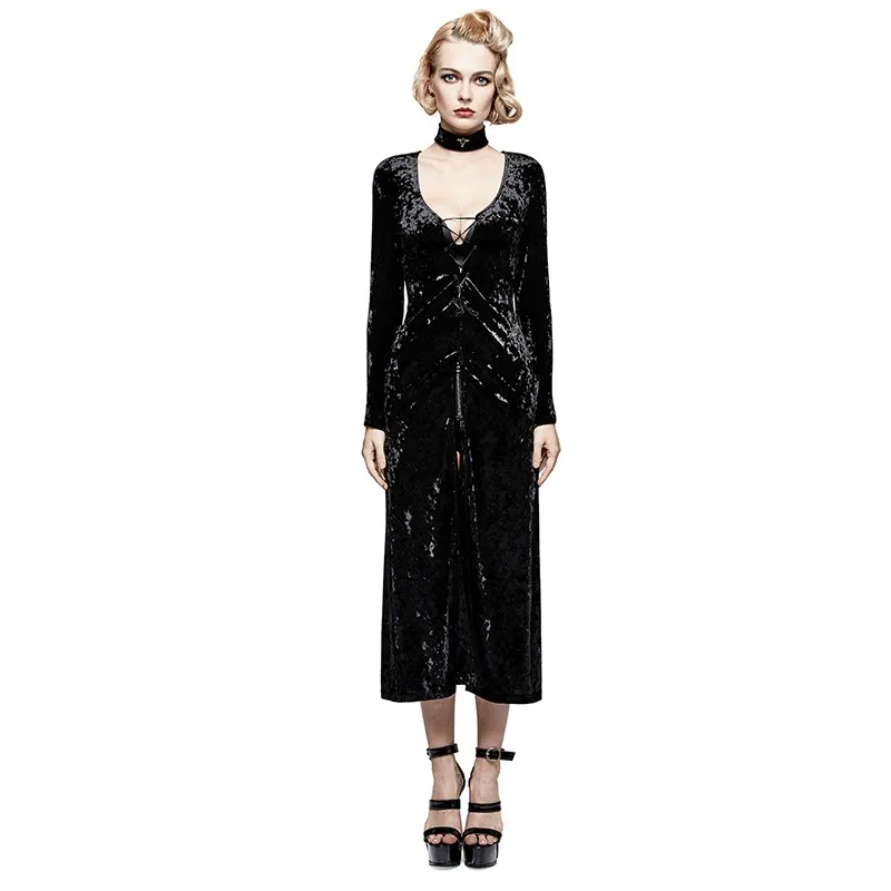 Y-735 Christmas Gothic retro palace laced back velvet party long dress coat