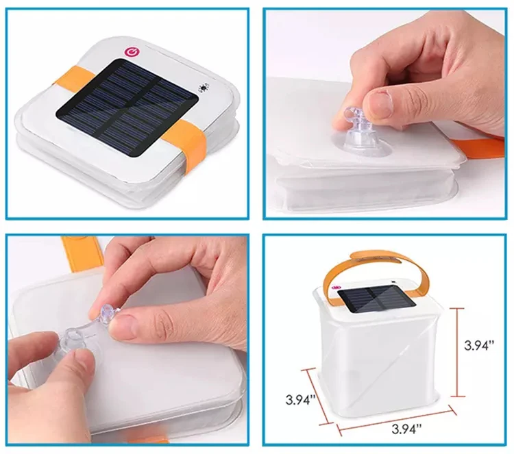 outdoor collapsible LED solar Inflatable light folding 100 waterproof 2-in-1 Phone Charger battery camping Lanterns