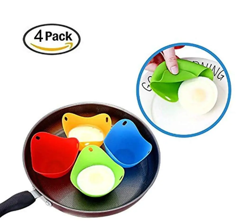 Cooking Perfect Poached Eggs Colorful Extra Thick Silicone Egg Poacher Molds-Set of 6 Egg Poacher Cups
