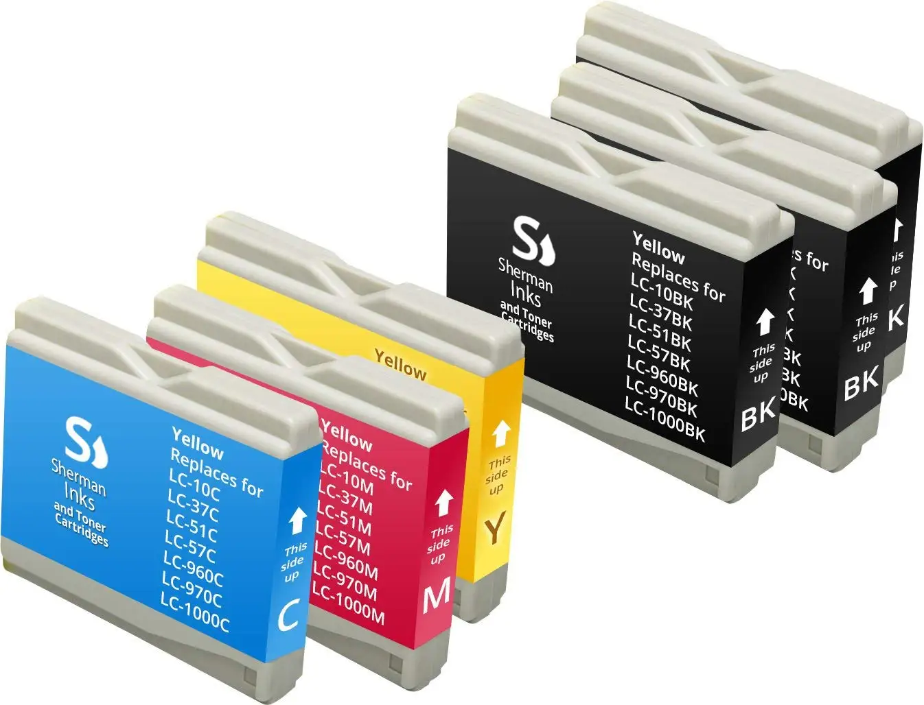 Inkcool 10-pack LC51 LC10 LC37 LC57 LC970 LC1000 LC960B 2480,IntelliFax-2580C,Fax-1460,Fax-1560 Compatible ink cartridges for Brother IntelliFax-1360,IntelliFax-1860C,IntelliFax-1960C,IntelliFax 4B,2C,2M,2Y