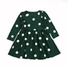 Low Moq Baby girls spring white dot dress children green beautiful ruffle outfit dress