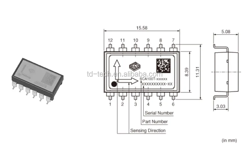 High Precision SPI SCA100T-D02 Dual Axis Tilt Angle Sensor Module ±90° Degrees s 
