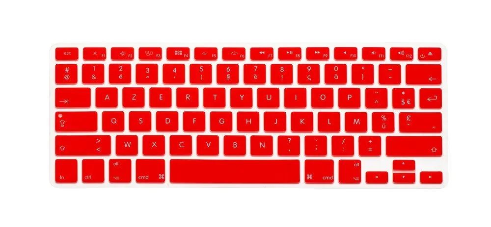French / English Keyboard Cover, HQF® Notebook Silicone *French Belgian Keyboard Skin* Protection Laptop Layout for All Apple Macbook Air Pro 13" 15" *US Version*(Red)