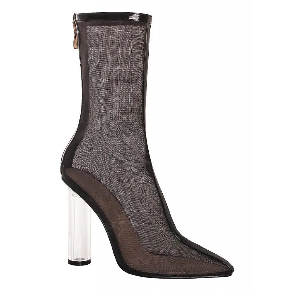 black clear heel boots