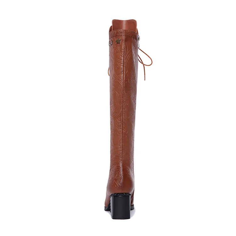 Amazon.com: Botas largas de cuero genuino para mujer : Ropa, Zapatos y  Joyería