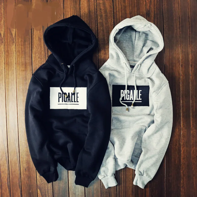 2015 Winter Brand Cloting High Street PIGALLE Hoodies 3D Embroidery Fleece Lining Sweatshirt Hoody Sportswear Box