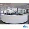 Modern design high end white solid surface lighted circle round exhibition reception desk reception area furniture