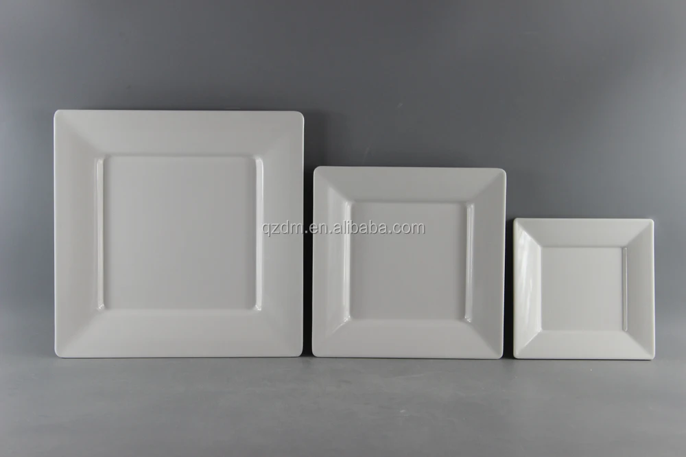 3 Size Melamine Square Plate Set,White Plate Set Square