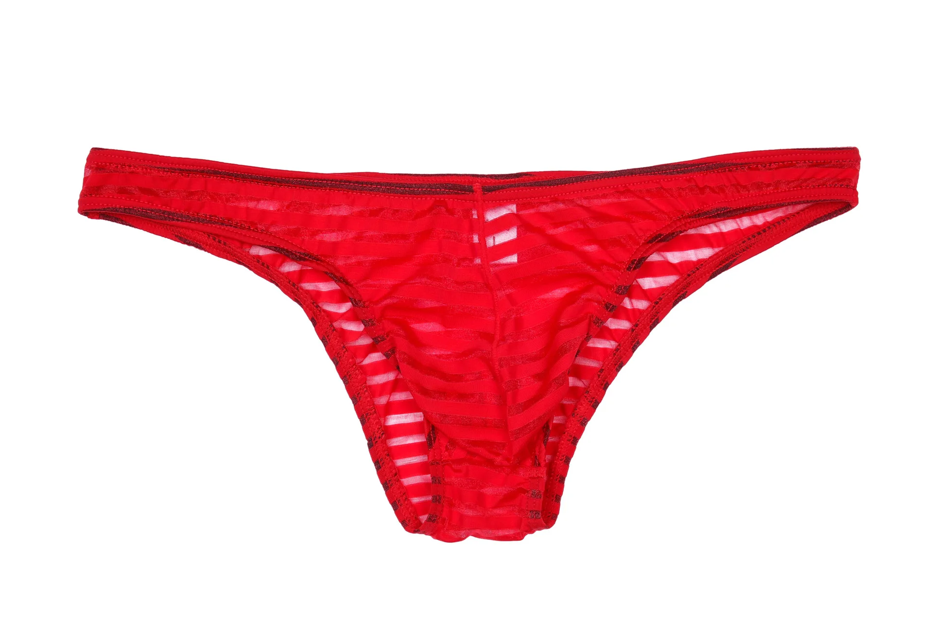 Men's Striped Briefs Mesh Translucent Low Waist U Convex Pants - Buy ...