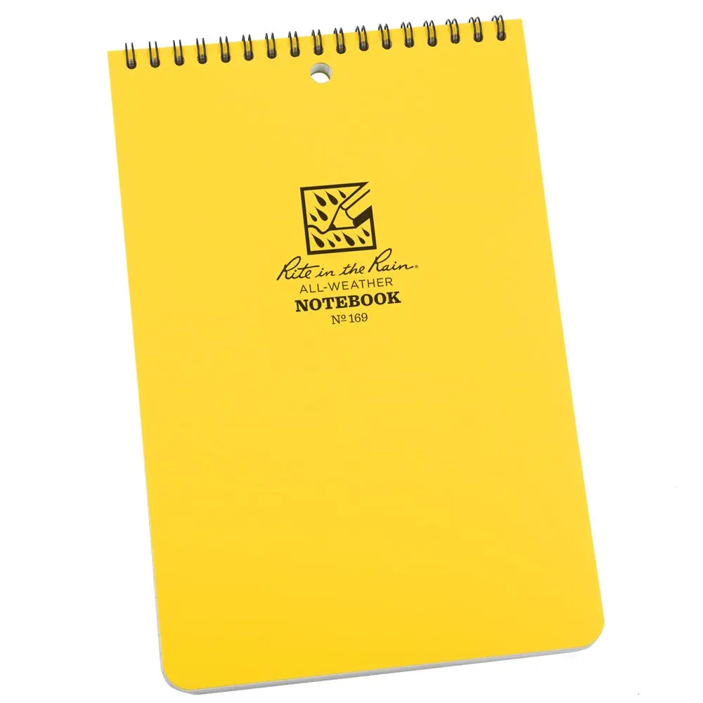Rite in the Rain All-Weather 6" x 9" Top-Spiral Notebook, Yellow Cover, Universal Pattern (No. 169)