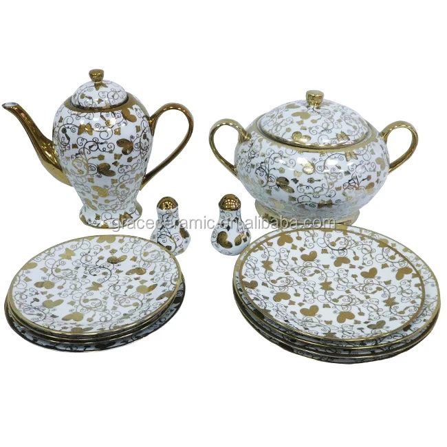 Ceramic Porcelain Dinner Sets 72 Pieces Dubai Dinnerware Set With Gold