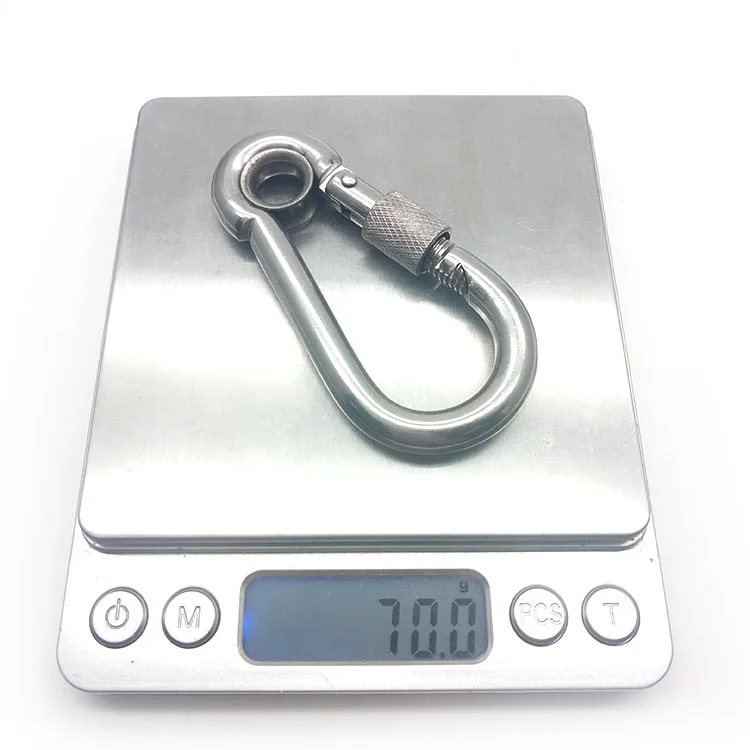 BT-2450S 8*80 Metal Safety Heavy Duty Stainless Steel 316 Spring Snap Clip Carabiner Hook With Screw Eyelet