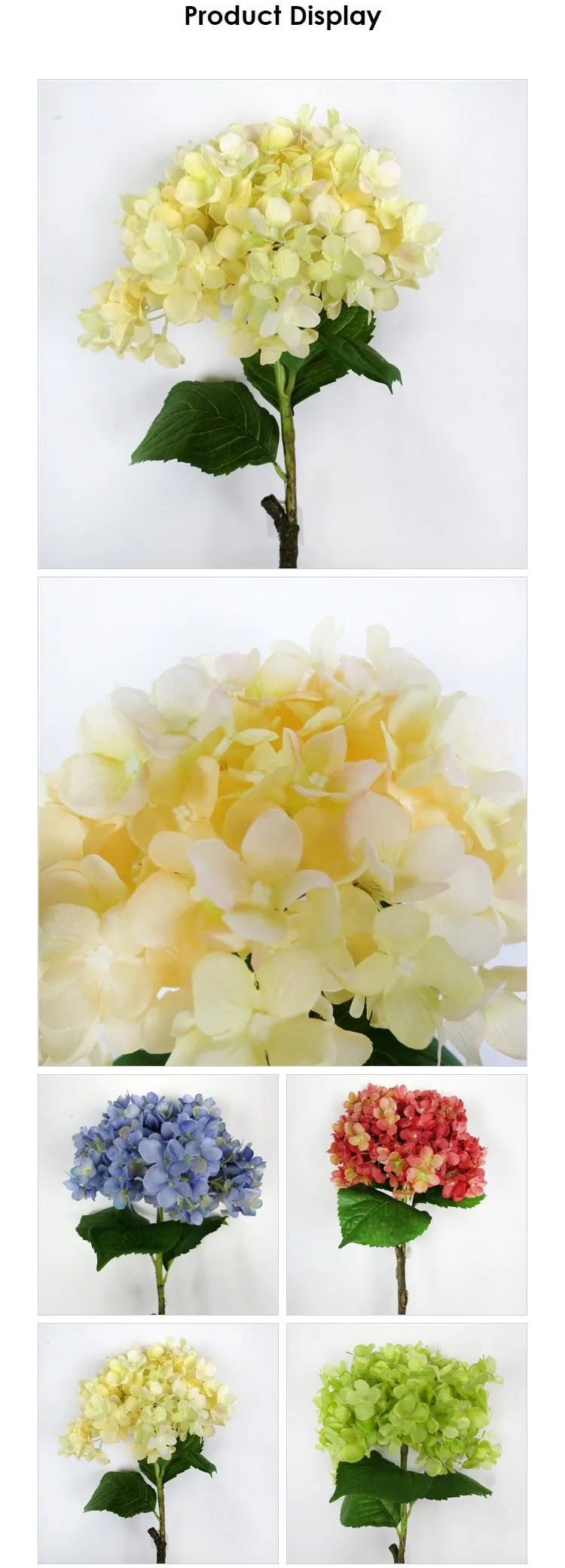 33" Yellow Hydrangea Silk Flowers,Yellow Silk Flowers,Artificial Silk