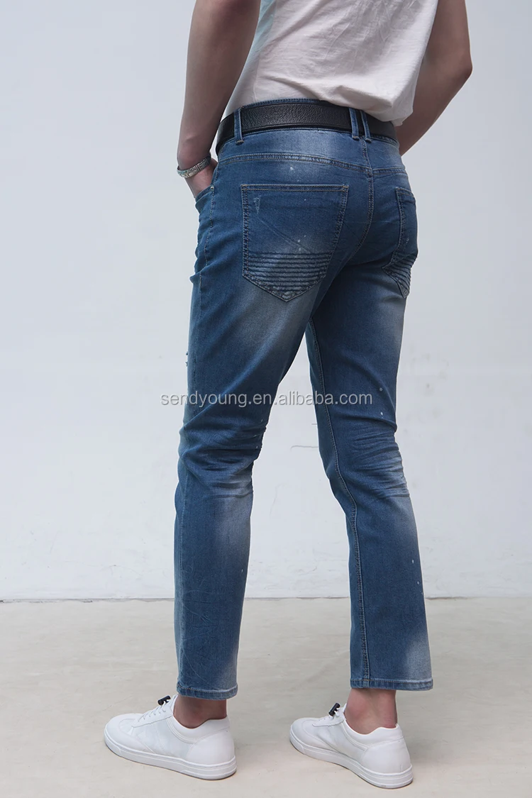 Polyester Viscose Trousers Skinny Jeans For Men Custom Breathable New