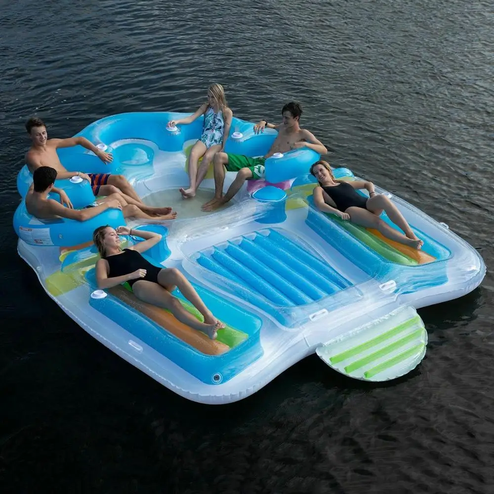 Big 6 Person Inflatable Raft Pool Tropical Tahiti Ocean Floating Island Huge Buy Bay Breeze