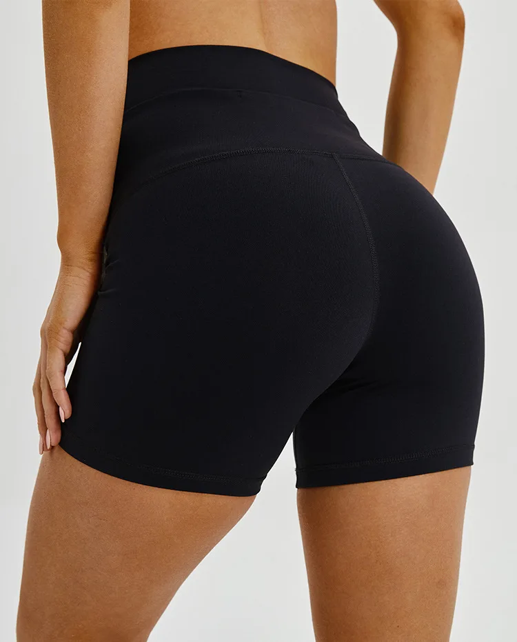 Custom Nylon Spandex Workout Yoga Clothing Woman Shorts High Waist 