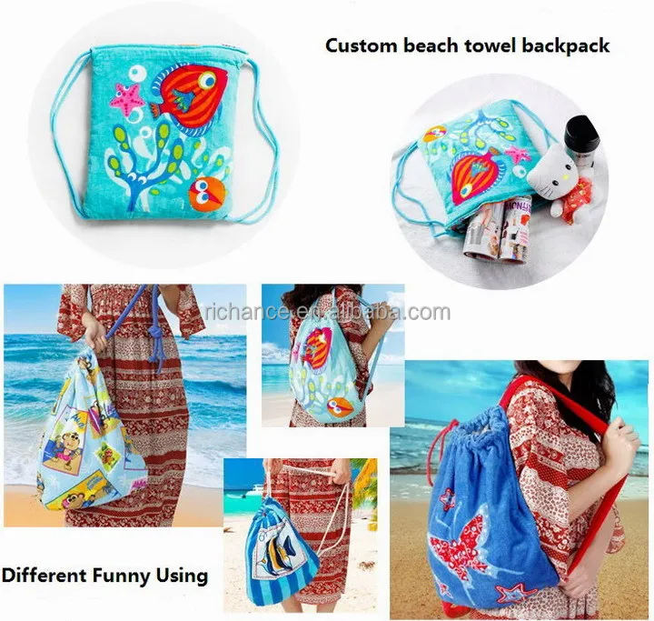 Promotion Beach Towel In Bag Foldable Beach Towel Bag,Velvet Printed