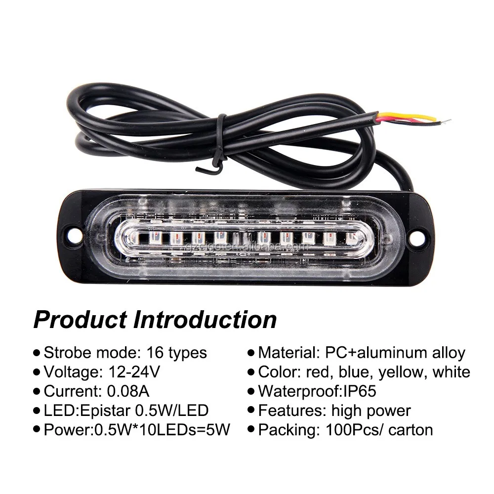 Led10t Led Warning Light 1224v Green Led Warning Strobe Light 10 Pcs