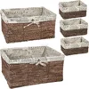 Nesting Basket 5-Piece Utility Storage Baskets, Brown Wicker Decorative Organizing Baskets