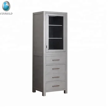 Modern Freestanding Tall Side Cabinet Solid Wood Laundry Cabinet