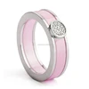 Bijoux New Models Two Tone Wedding Rings Stainless Steel Pink Ceramic Ring for Women