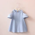2016 new fashion style summer cotton princess dress striped clothing children vestidos