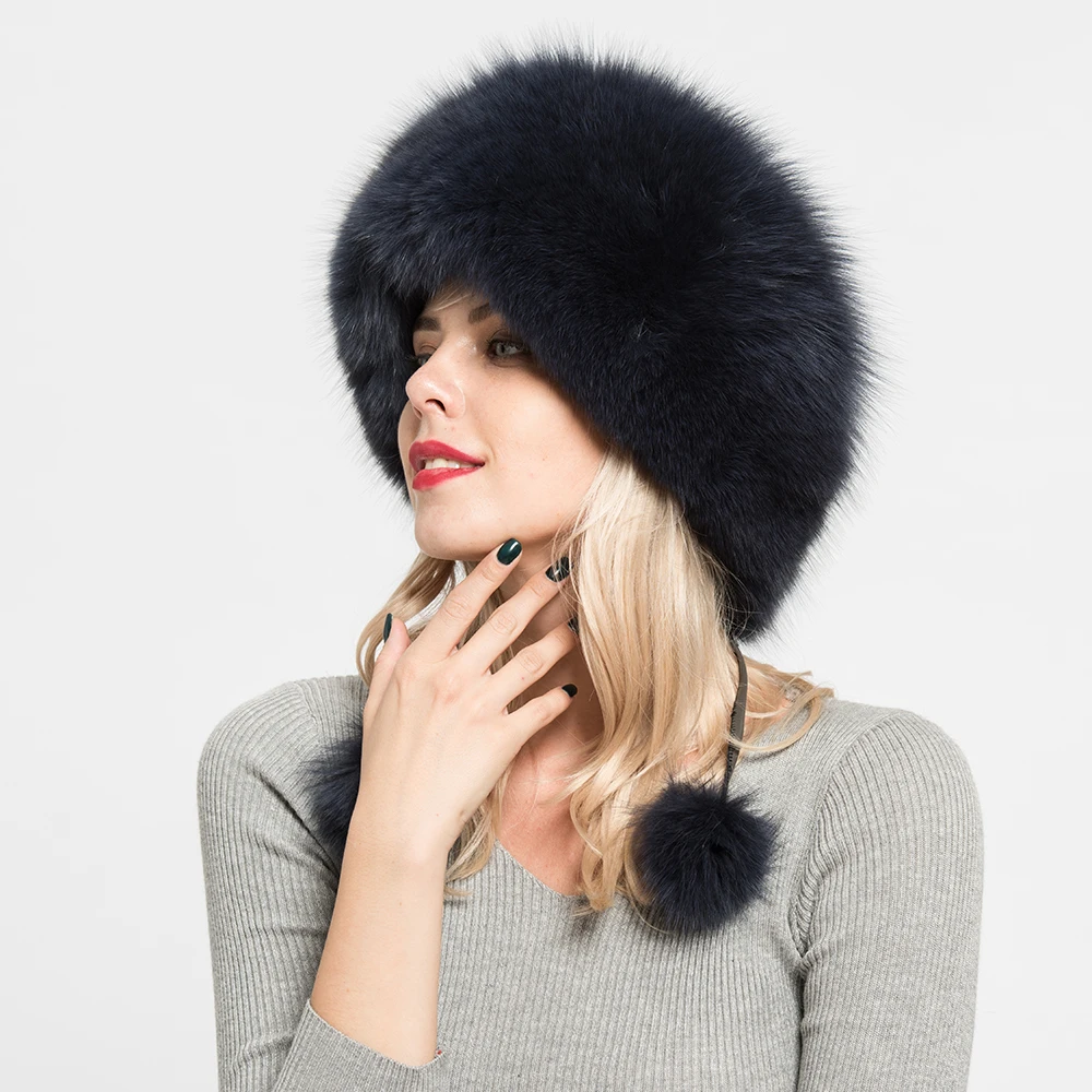 Hot Sale Real Fox Fur Winter Hat For Women Custom Shapka Beanie Caps ...