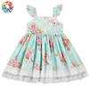 Summer Flower Patterns Kids Frock Designs Girl Dresses Children Ruffle Sleeve Cotton Lace Baby Dress Girls