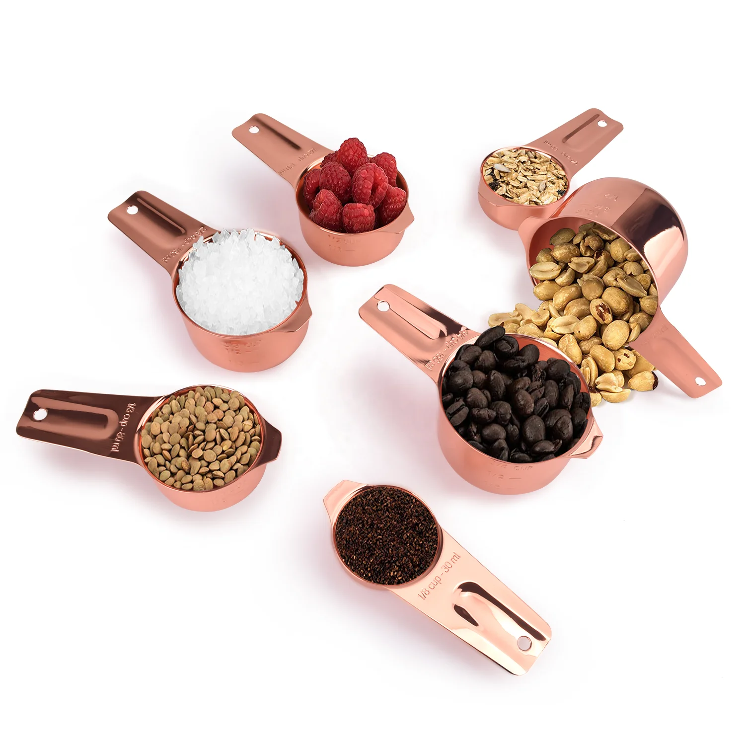 
Wholesale Copper Plated Rose Gold Bakeware Stainless Steel Measuring Cups and Spoons 