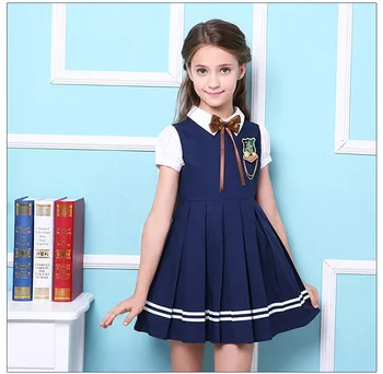 blue school pinafore dress