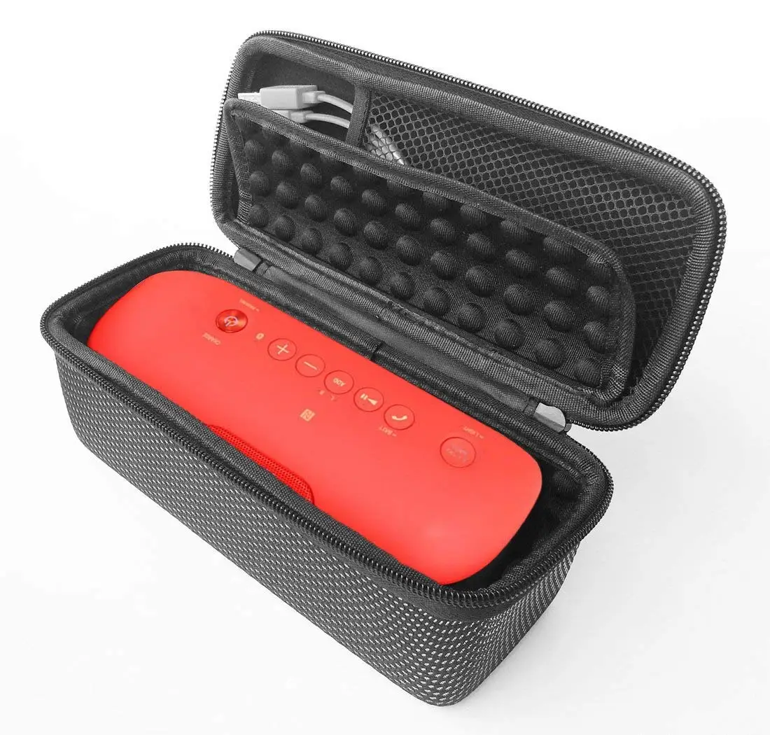 FitSand (TM) Carry Travel Zipper Portable Protective EVA Storage Hard Case Box Cover Bag for Sony XB20 Portable Wireless Bluetooth Speaker (Black+Silver)