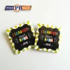 Pinsback hot selling square shape plastic button pin custom button badge with safety pin factory price high quality badge