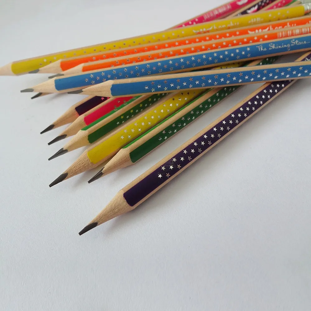 Download Stripe Neon Color Hb Wooden Pencil With Eraser - Buy Hb ...