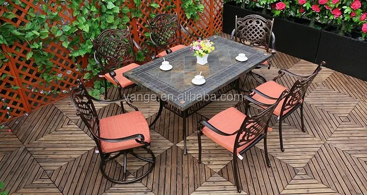 Modern Cast Aluminum Dinning Table Set Designs Garden Patio Furniture