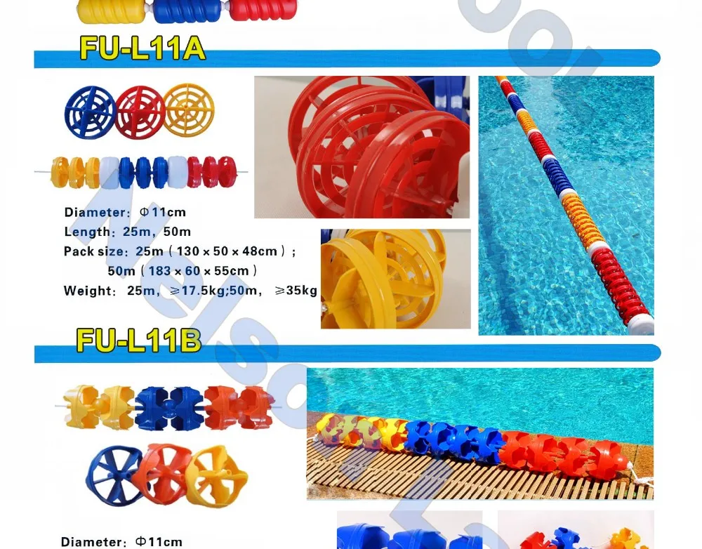 Custom Plastic swimming pool lane rope floating on the water surface