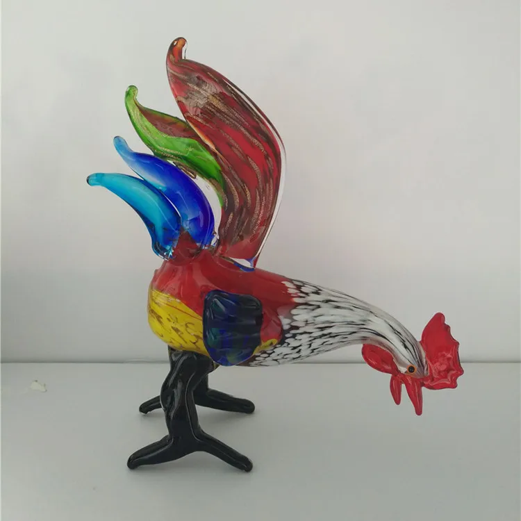 new arrival hand blown glass murano rooster chicken figurines.