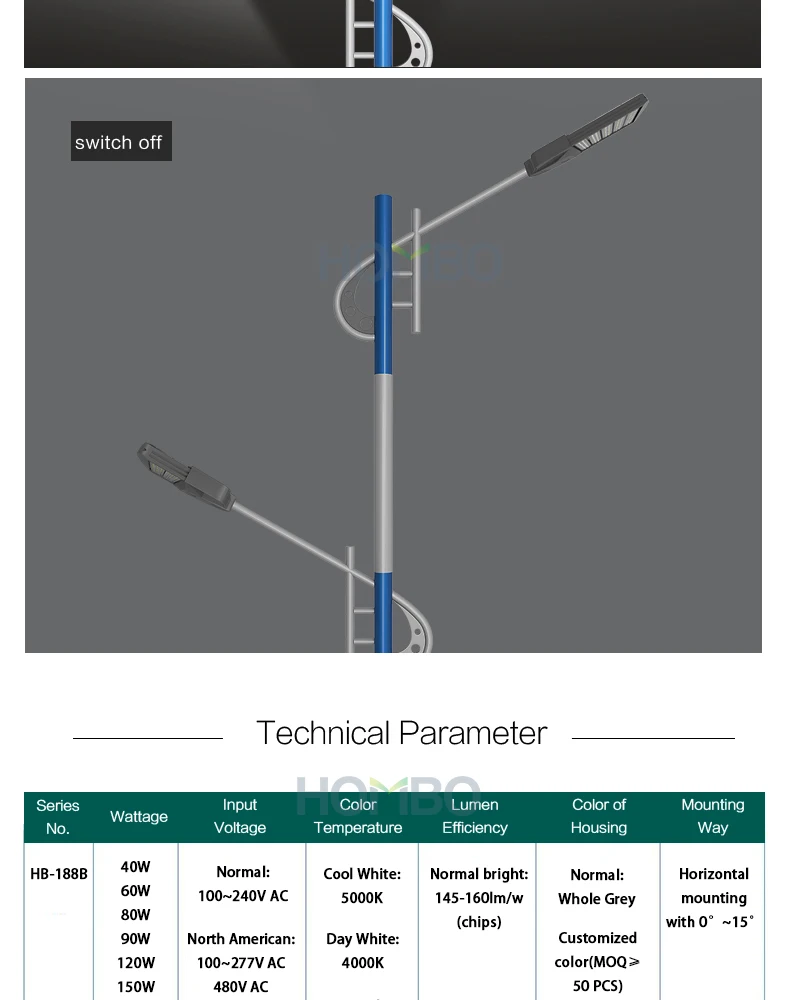 HOMBO ce rohs china manufacturers 5 years warranty decorative waterproof street light for street 90w - ANKUX.COM