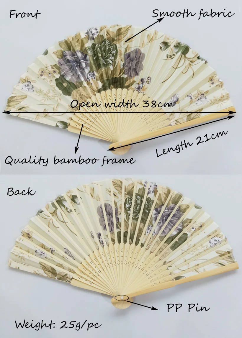 size of satin fan