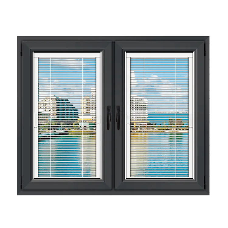 European style high quality aluminium frame laminated glass casement window with balcony metal window grill design