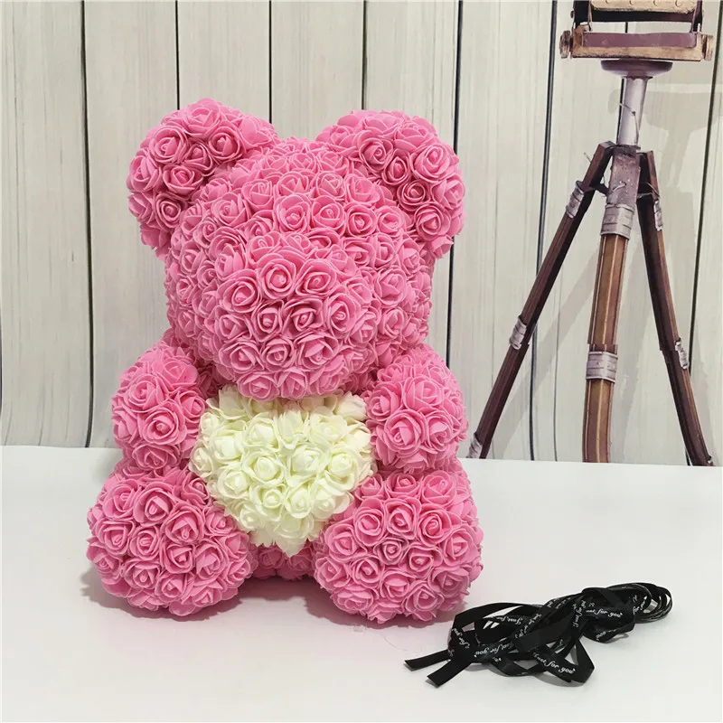 Gray Rose Bear Holding Red Heart Must Have 2019 Artifical Flower Foam ...