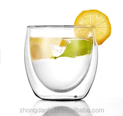 good quality drinking glass cup double wall cup mug with logo