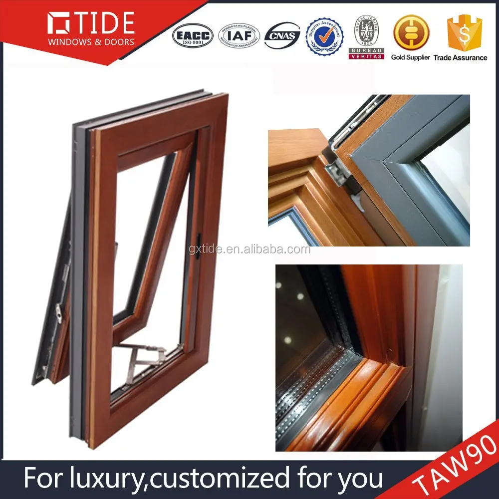 Europe Type Energy Saving Tilt Turn Aluminum Wood Window With Frame ...