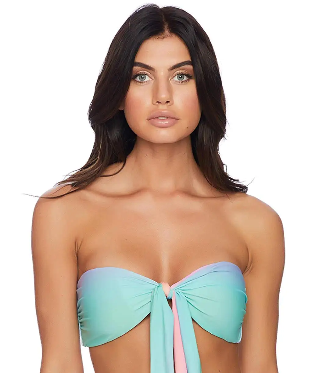 tie front bandeau bikini top