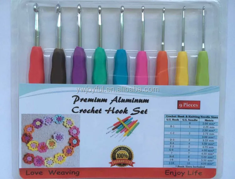9pcs/11pcs Soft Handle Crochet Hook Set/new Design Mixed Color Aluminum
