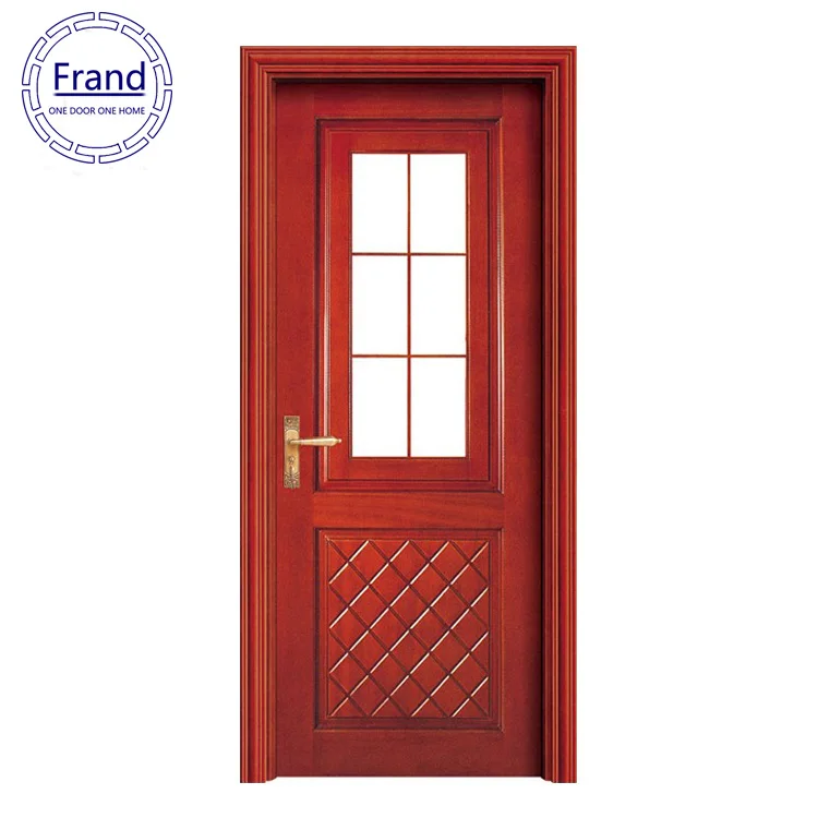 Free Sample Solid Wooden Door Polish Design Frosted Glass Insert Wood