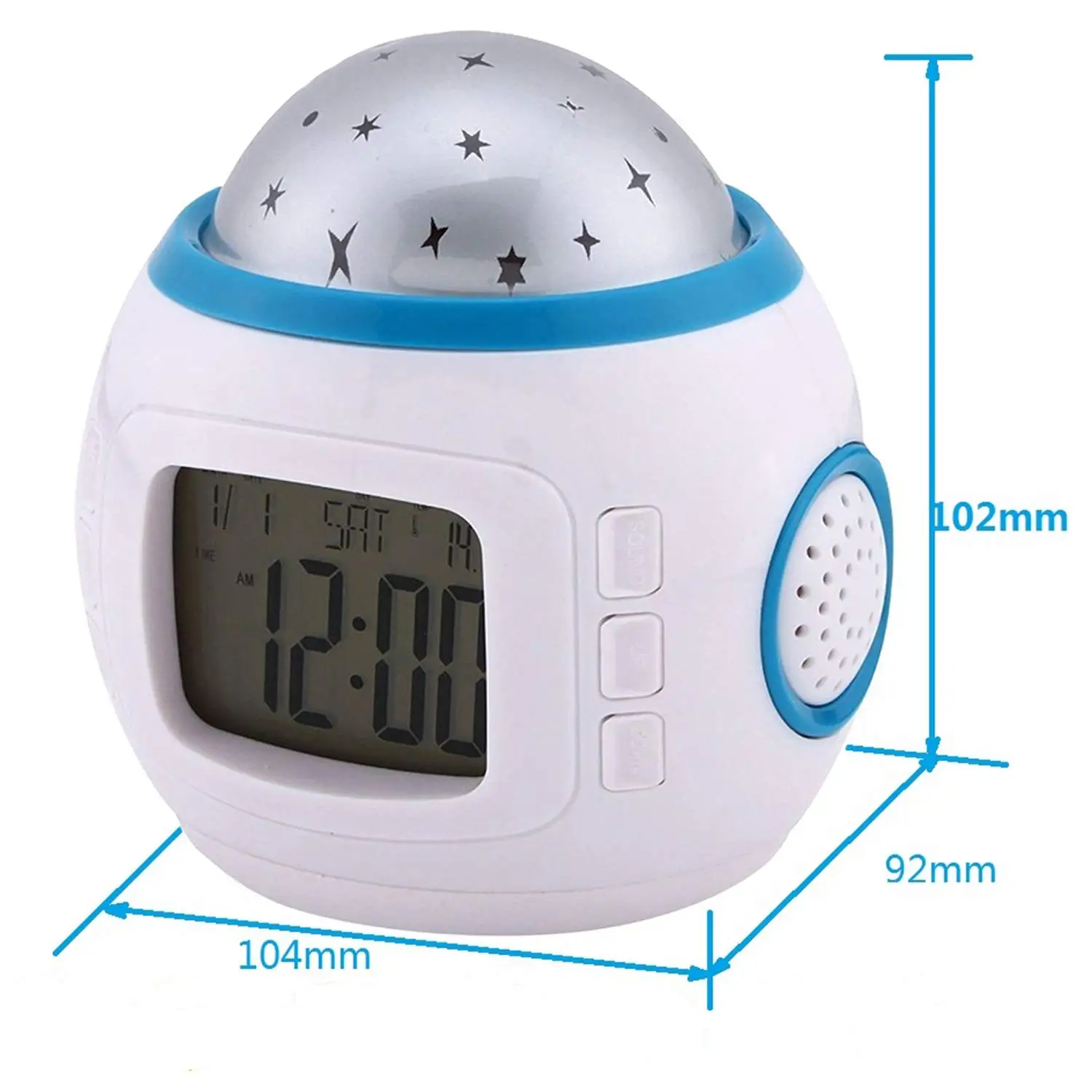 Digital Projection Clock Countdown Timer Snooze 12/24H Alarm Desk Clock with Temperature Display