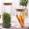 Customized Bamboo Lid Borosilicate Glass Food Storage Container Clear Glass Jar for Cookie, Candy, Tea, Coffee