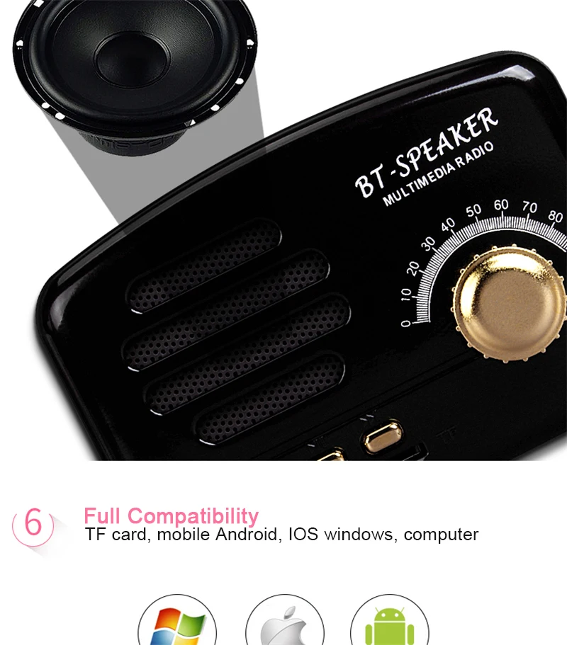 Logo Printing OEM TF card Bluetooth speaker with fm, mini portable bluetooth speaker fm radio
